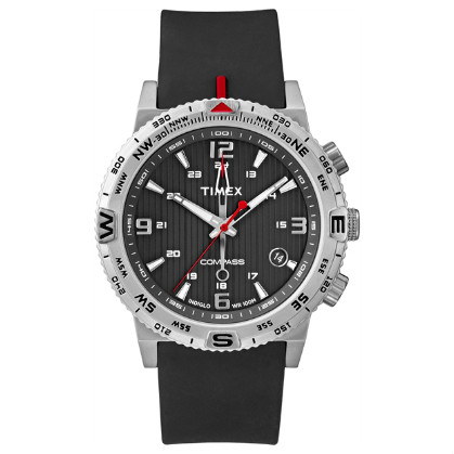 Timex outdoorhorloge IQ Compass zwart siliconen band T2P285  00461700